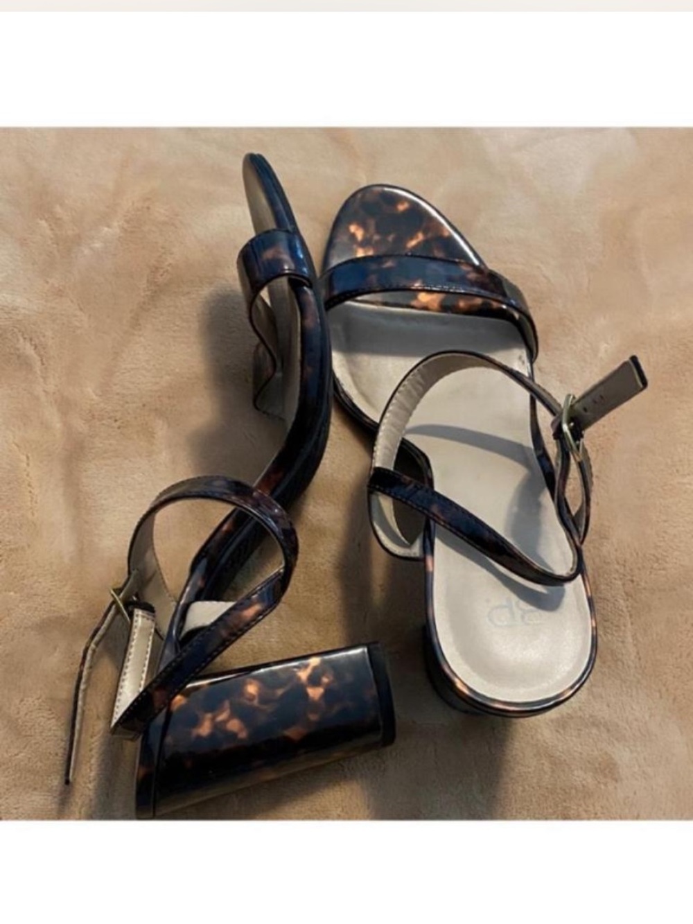 bp Tortoiseshell Block Heel Sandals in Brown Sz 10